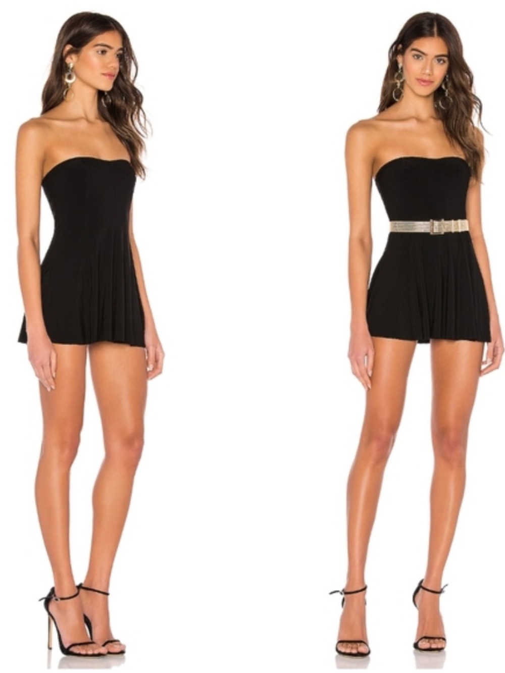 NEW Norma Kamali Black Strapless Flared Swimdress One Piece Swimsuit Small